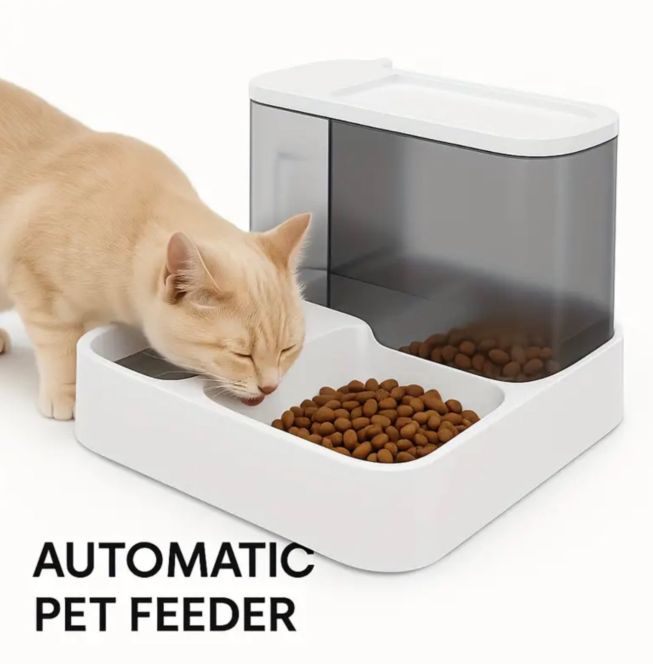 Automatic Dog Cat Feeder and Water Dispenser – 2-in-1 Gravity Feeding System with Food Bowl, Easy-Clean Pet Waterer Set