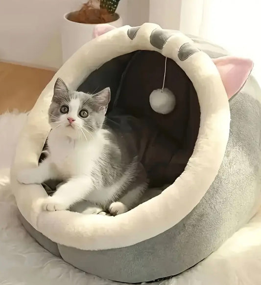 Cozy foldable pet house with washable cushion — perfect for cats, puppies, and small dogs. Soft, durable, and stylish for all seasons.