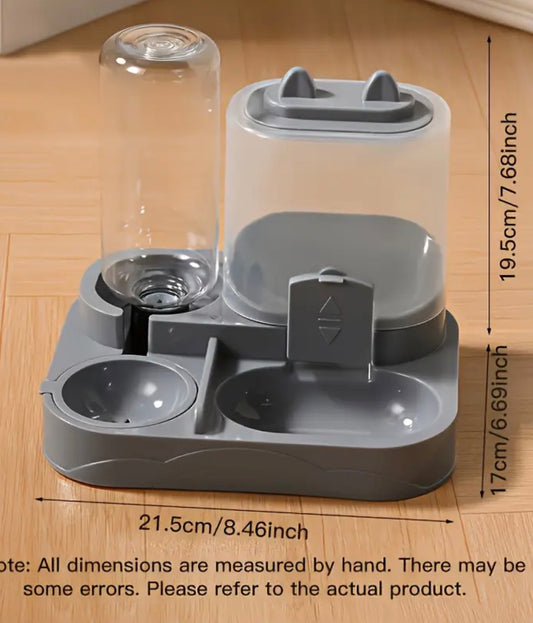 Automatic Dog Cat Feeder and Water Dispenser – 2-in-1 Gravity Feeding System with Food Bowl, Easy-Clean Pet Waterer Set